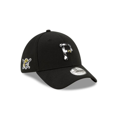 Black Pittsburgh Pirates Hat - New Era MLB 2021 Spring Training 39THIRTY Stretch Fit Caps USA5026381